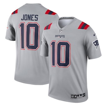 mens nike mac jones gray new england patriots inverted legend jersey